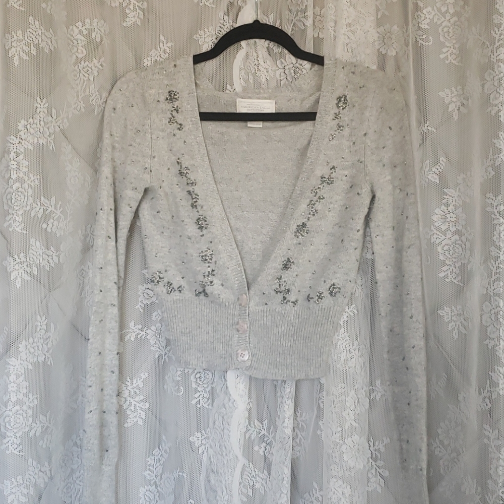 Crop sweater with beading